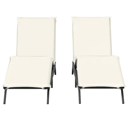 Chaises longues avec coussins lot de 2 noir résine tressée