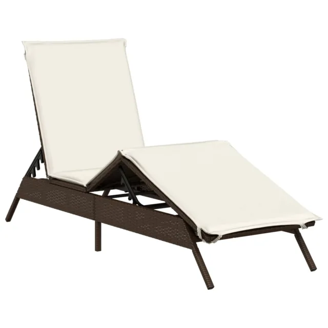 Chaises longues avec coussins lot de 2 marron résine tressée