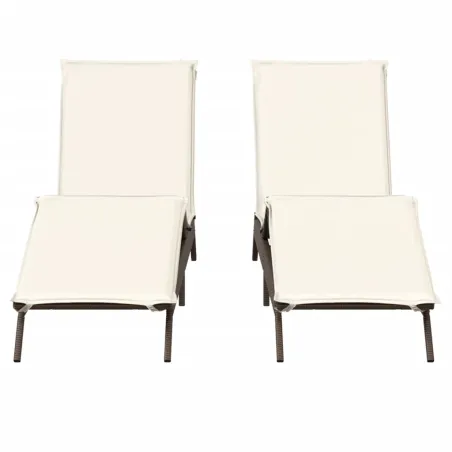 Chaises longues avec coussins lot de 2 marron résine tressée