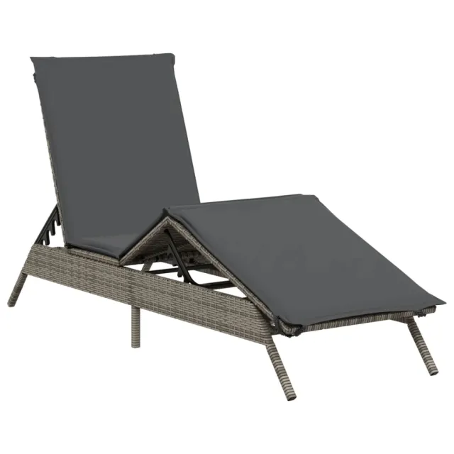 Chaises longues avec coussins lot de 2 gris résine tressée