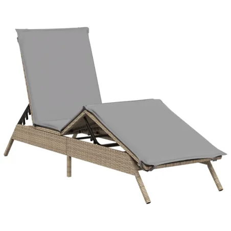 Chaises longues avec coussins lot de 2 beige résine tressée