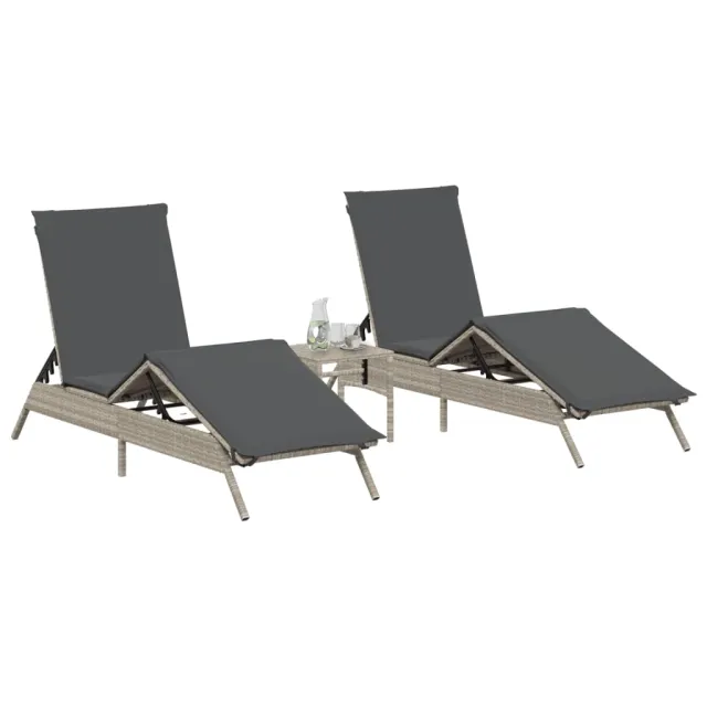 Chaises longues avec coussins lot de 2 gris résine tressée