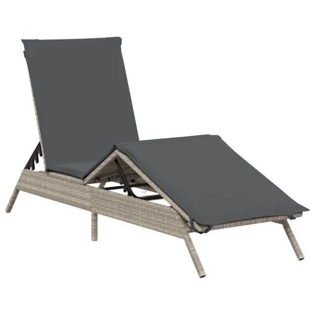 Chaises longues avec coussins lot de 2 gris résine tressée