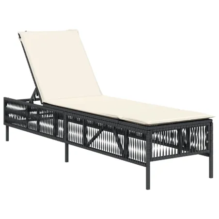 Chaises longues avec coussins lot de 2 noir résine tressée