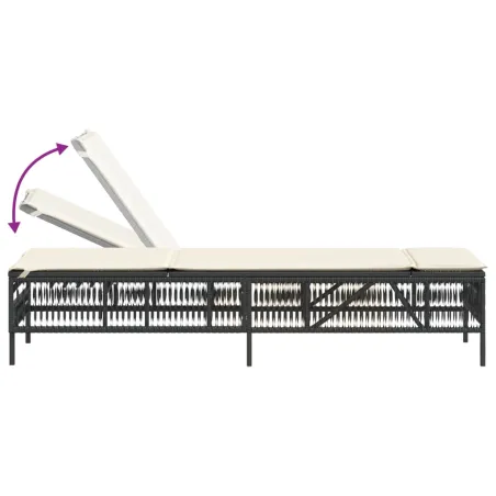 Chaises longues avec coussins lot de 2 noir résine tressée