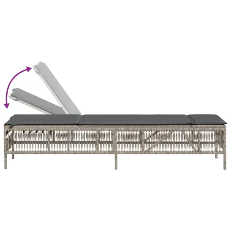 Chaises longues avec coussins lot de 2 gris résine tressée