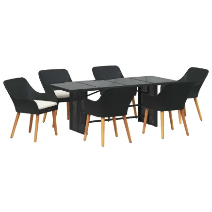 Ensemble de salle à manger pour jardin 7 pcs Noir polyrotin 2