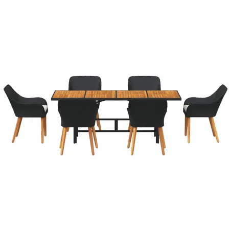 Ensemble de salle à manger pour jardin 7 pcs Noir polyrotin