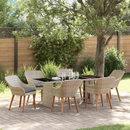Ensemble de salle à manger pour jardin 7 pcs Gris clair