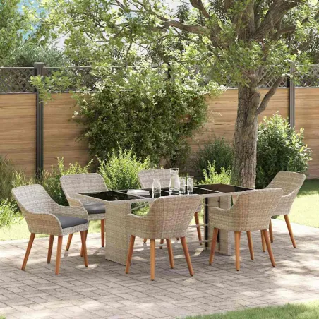 Ensemble de salle à manger pour jardin 7 pcs Gris clair