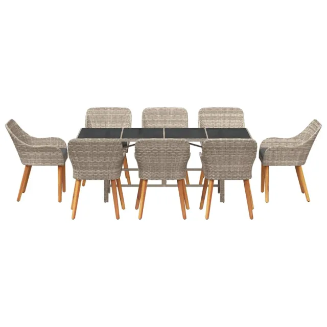 Ensemble de salle à manger pour jardin 9 pcs Gris clair