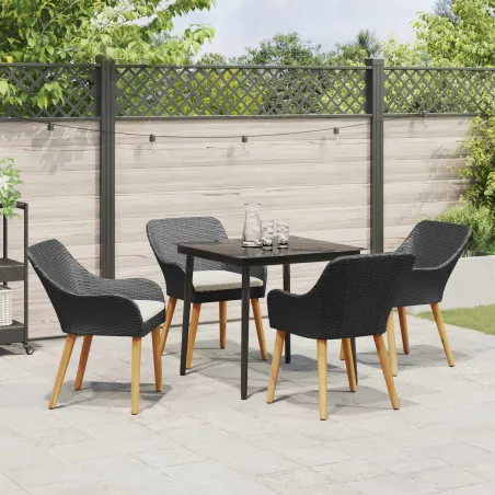 Ensemble de salle à manger pour jardin 5 pcs Noir polyrotin