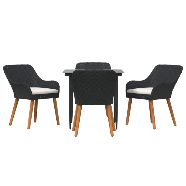 Ensemble de salle à manger pour jardin 5 pcs Noir polyrotin