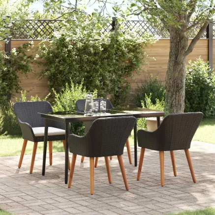Ensemble de salle à manger pour jardin 5 pcs Noir polyrotin