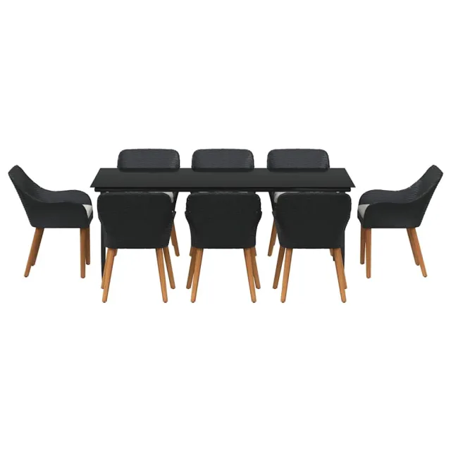 Ensemble de salle à manger pour jardin 9 pcs Noir polyrotin