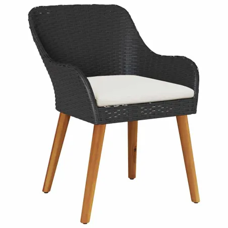 Ensemble de salle à manger pour jardin 3 pcs Noir polyrotin