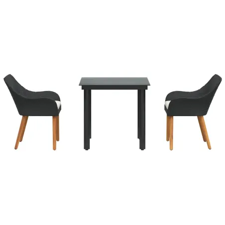Ensemble de salle à manger pour jardin 3 pcs Noir polyrotin