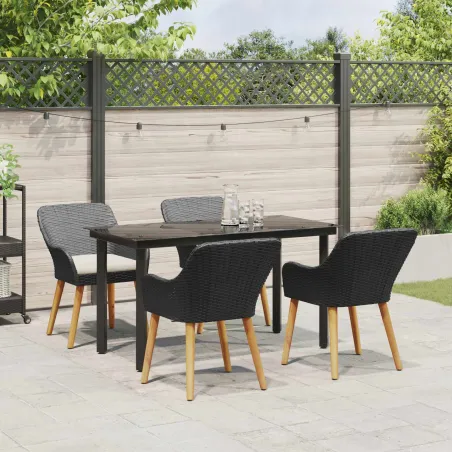 Ensemble de salle à manger pour jardin 5 pcs Noir polyrotin