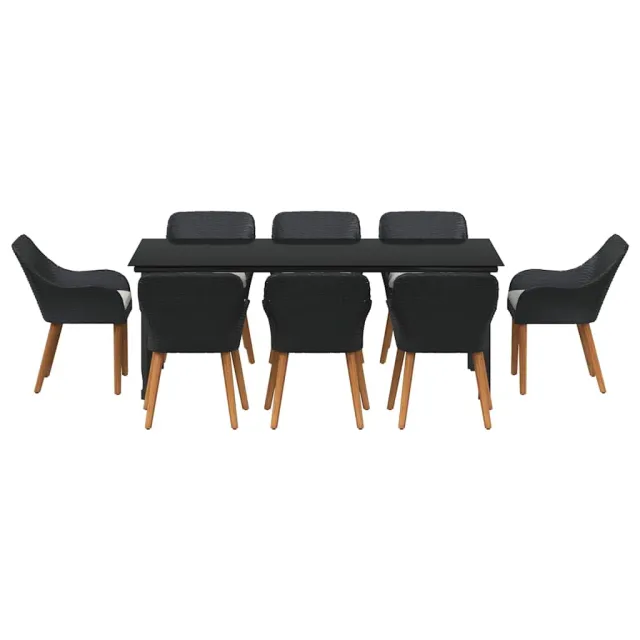 Ensemble de salle à manger pour jardin 9 pcs Noir polyrotin