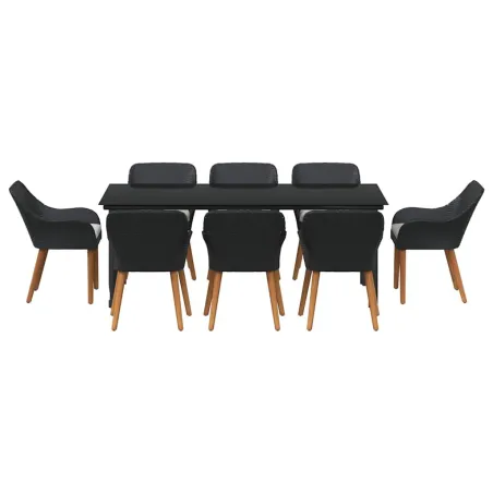 Ensemble de salle à manger pour jardin 9 pcs Noir polyrotin