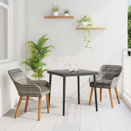 Ensemble de salle à manger pour jardin 3 pcs Gris polyrotin