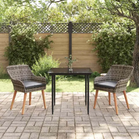 Ensemble de salle à manger pour jardin 3 pcs Gris polyrotin