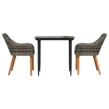 Ensemble de salle à manger pour jardin 3 pcs Gris polyrotin