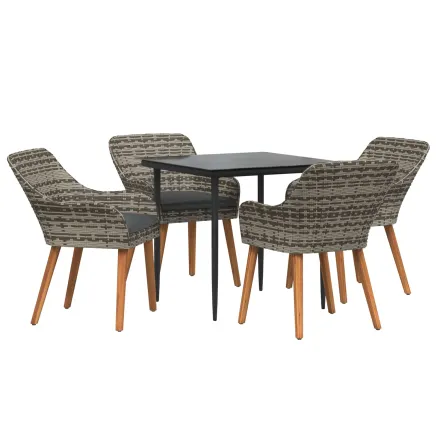 Ensemble de salle à manger pour jardin 5 pcs Gris polyrotin 2