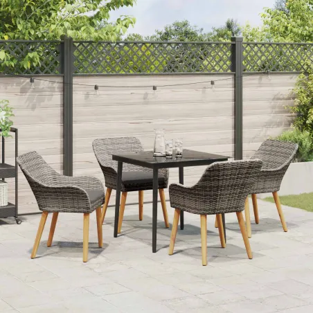Ensemble de salle à manger pour jardin 5 pcs Gris polyrotin