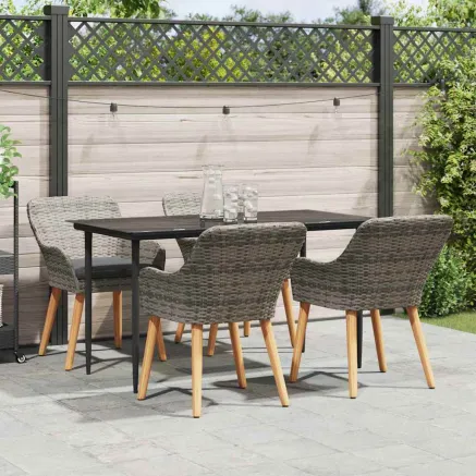 Ensemble de salle à manger pour jardin 5 pcs Gris polyrotin