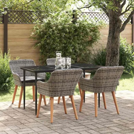 Ensemble de salle à manger pour jardin 5 pcs Gris polyrotin