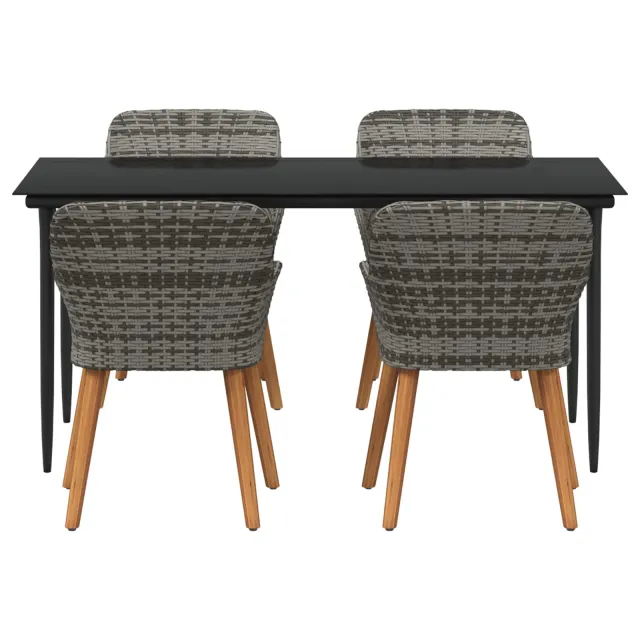 Ensemble de salle à manger pour jardin 5 pcs Gris polyrotin