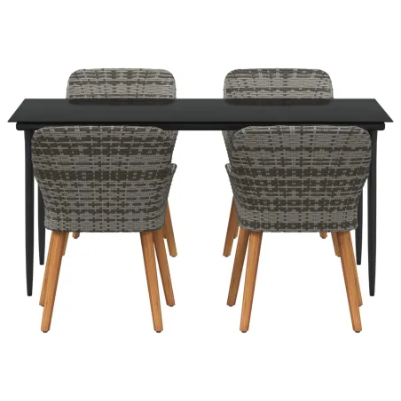 Ensemble de salle à manger pour jardin 5 pcs Gris polyrotin