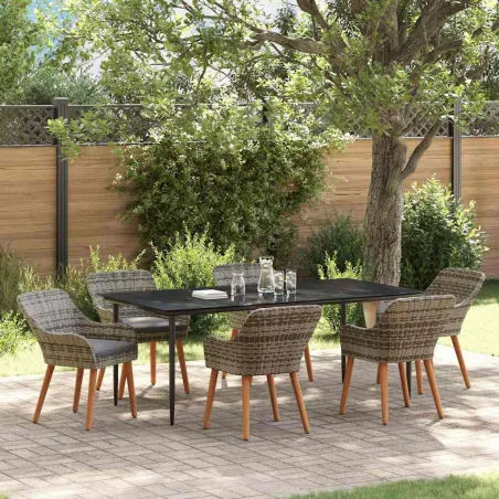 Ensemble de salle à manger pour jardin 7 pcs Gris polyrotin