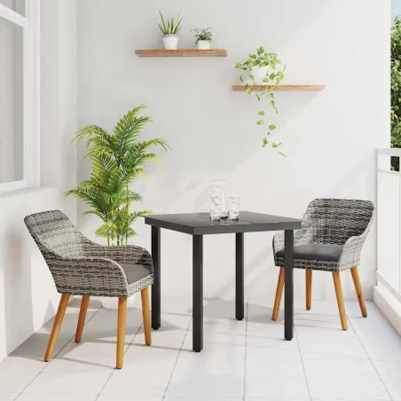Ensemble de salle à manger pour jardin 3 pcs Gris polyrotin