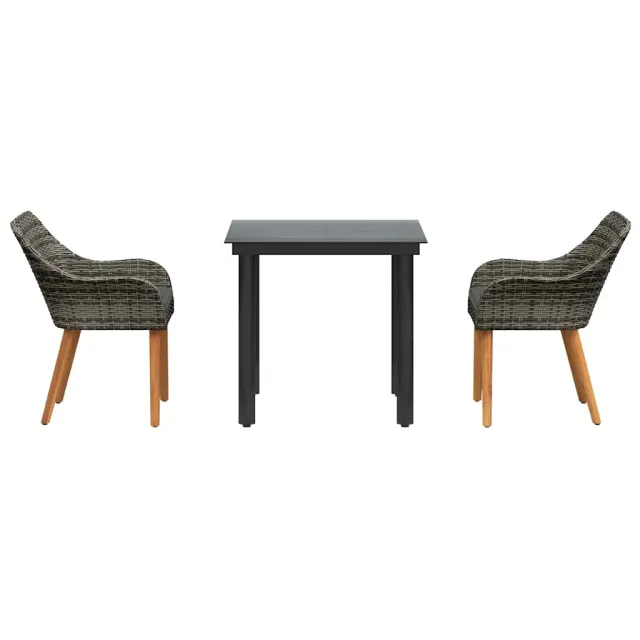 Ensemble de salle à manger pour jardin 3 pcs Gris polyrotin