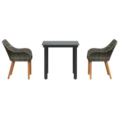 Ensemble de salle à manger pour jardin 3 pcs Gris polyrotin