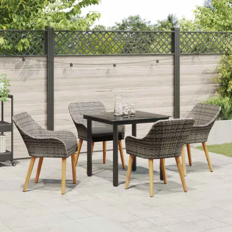 Ensemble de salle à manger pour jardin 5 pcs Gris polyrotin