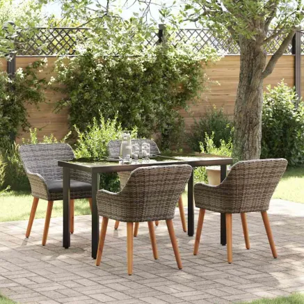Ensemble de salle à manger pour jardin 5 pcs Gris polyrotin