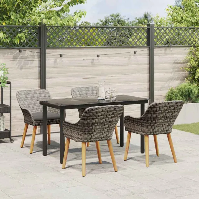 Ensemble de salle à manger pour jardin 5 pcs Gris polyrotin