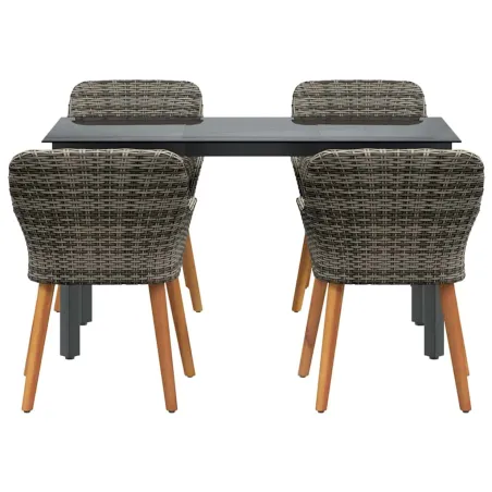 Ensemble de salle à manger pour jardin 5 pcs Gris polyrotin