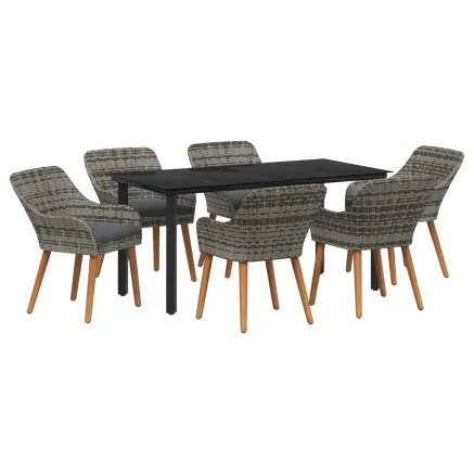 Ensemble de salle à manger pour jardin 7 pcs Gris polyrotin