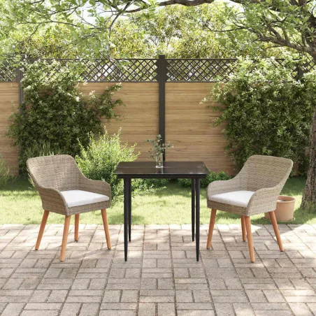 Ensemble de salle à manger pour jardin 3 pcs Beige polyrotin
