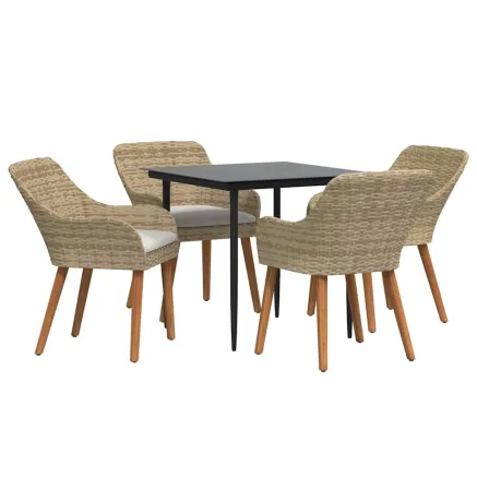 Ensemble de salle à manger pour jardin 5 pcs Beige polyrotin 2