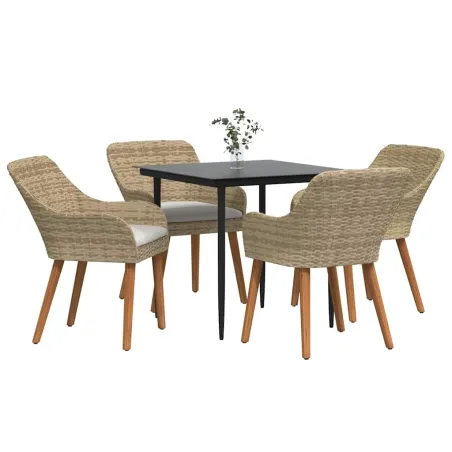 Ensemble de salle à manger pour jardin 5 pcs Beige polyrotin