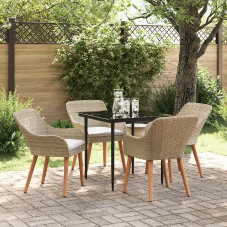 Ensemble de salle à manger pour jardin 5 pcs Beige polyrotin