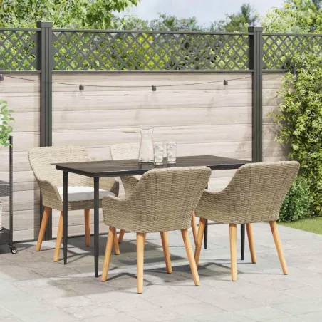 Ensemble de salle à manger pour jardin 5 pcs Beige polyrotin