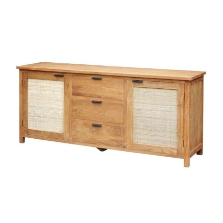 Credenza Home ESPRIT Rattan teak 180 x 50 x 85 cm