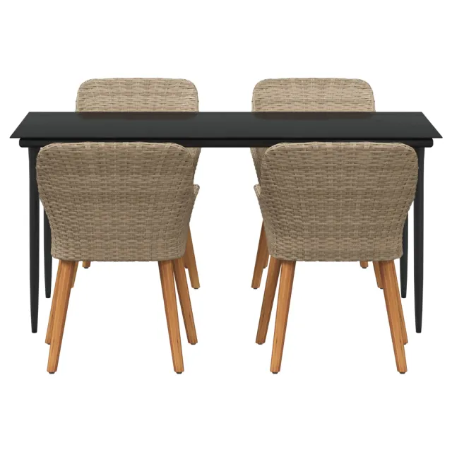 Ensemble de salle à manger pour jardin 5 pcs Beige polyrotin