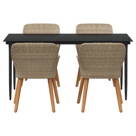Ensemble de salle à manger pour jardin 5 pcs Beige polyrotin